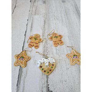Vintage gingerbread cookie‎ star heart ornament set Xmas tree